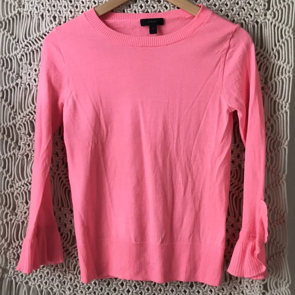 J. Crew pink pullover crew fitted sweater sz XS